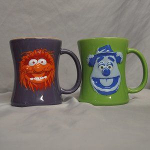 Henson Dining TWO 14 oz mug 3D Fozzie Bear & Animal Muppets Henson (514w)